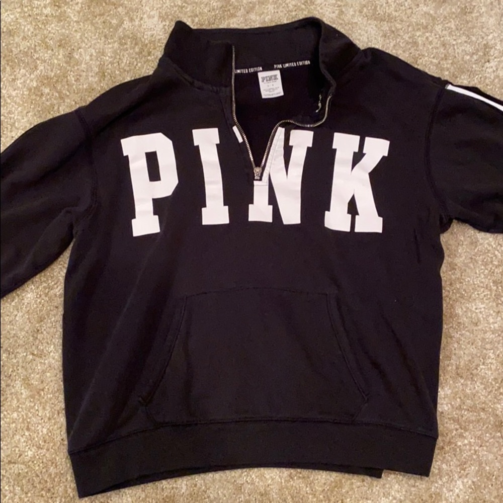 VS Pink Black Half zip sweater